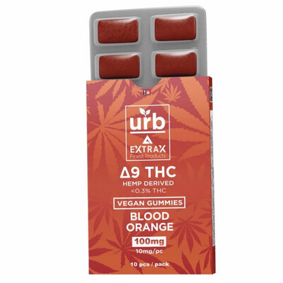 Urb Delta 9 THC Gummies - Blood Orange (100mg total, 10mg each)