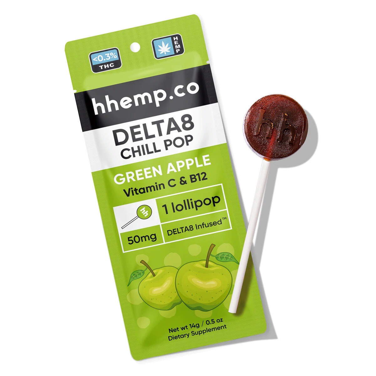 HHemp Delta 8 Lollipop - Green Apple - 50mg