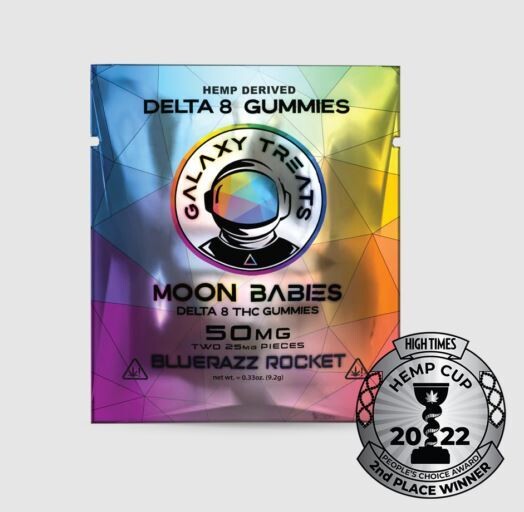 Galaxy Treats Delta 8 Gummies - Blue Razz Rockets (50mg total, 25mg each)