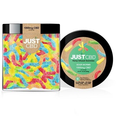 JustCBD Gummies - Sour Worms 1000mg