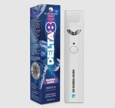 SALE! Blue Moon Delta 8 Disposable Vape Pen - Bubba Kush (Indica) 1 ML