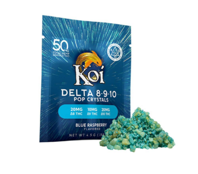 Koi Delta 8/9/10 THC Pop Crystals - Blue Raspberry - 50mg