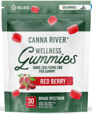 Canna River Wellness/Pain Gummies 1:1 CBD:CBG - 3,000mg Red Berry