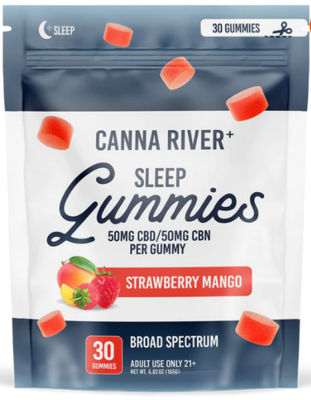 Canna River Sleep Gummies - 1:1 CBD:CBN 3,000MG Strawberry Mango