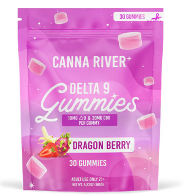Canna River Gummies - 2:1 Delta 9 & CBD - Dragon Berry (30mg each, 900mg total)