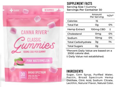 Canna River Classic Gummies - 3,000mg CBD Pink Watermelon