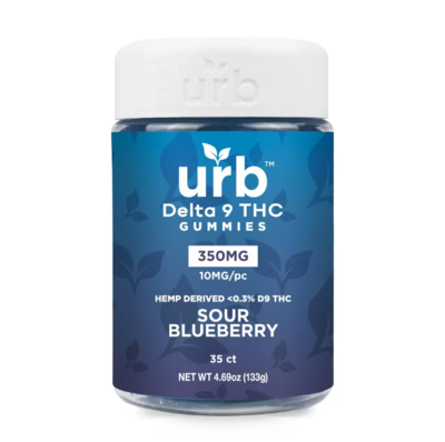 Urb Delta 9 THC Gummies - Sour Blueberry (350mg total, 10mg each)