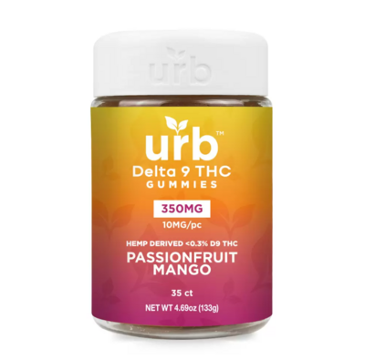 Urb Delta 9 THC Gummies - Passionfruit Mango (350mg total, 10mg each)