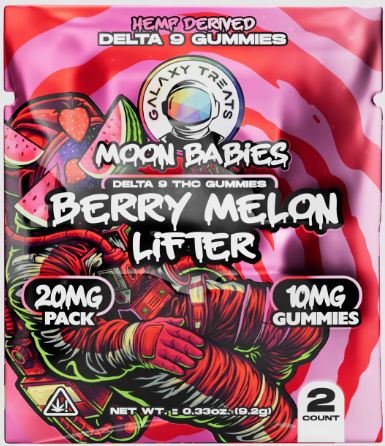 Galaxy Treats Delta 9 THC Moon Babies - Berry Melon Lifter (20mg total, 10 mg each)