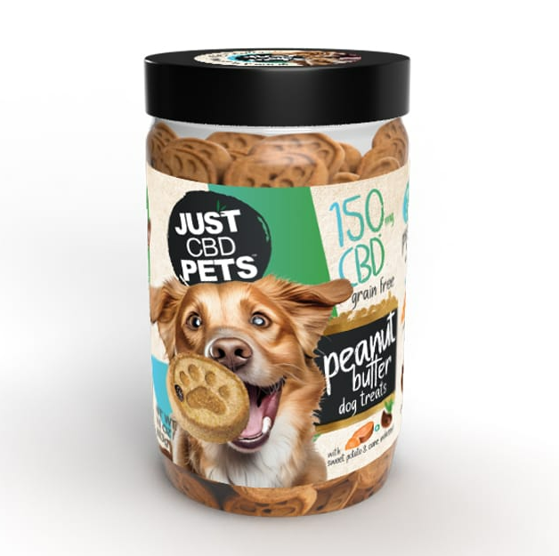 JustCBD Dog Treats - 150mg Peanut Butter (Sweet Potato & Cane Molasses)