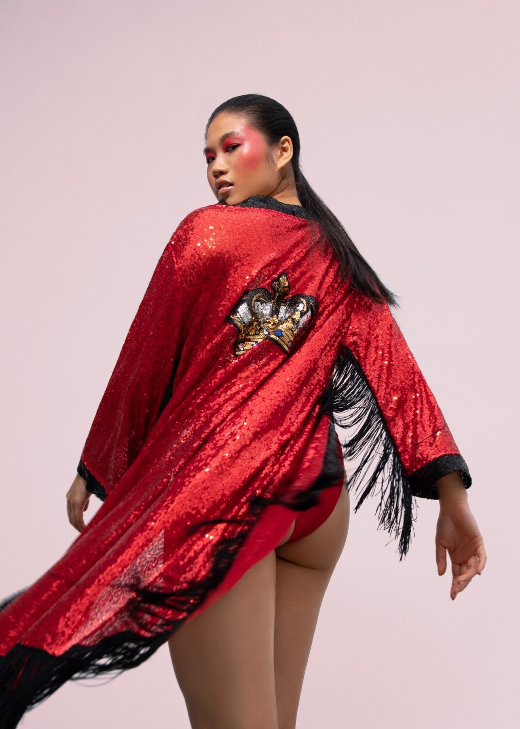 The Crown Kimono - Red Sequin Kimono