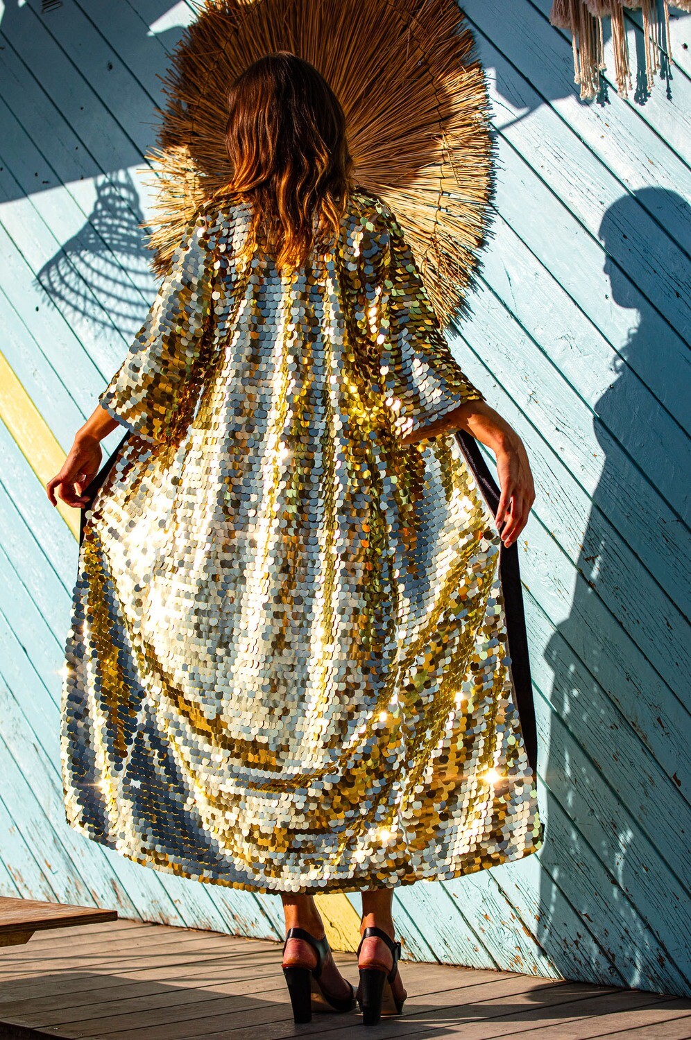 Gold Sequin Kimono