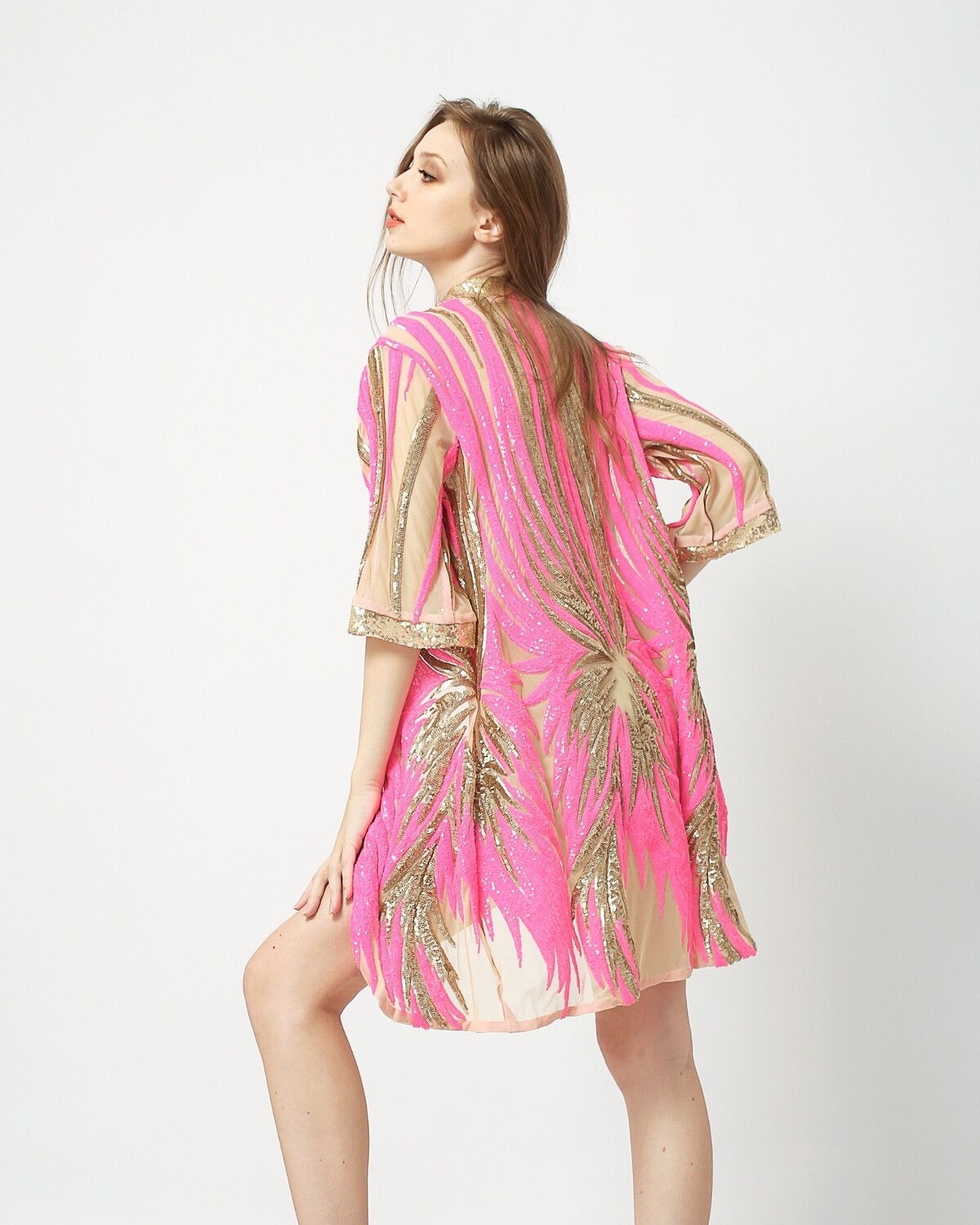Pink Sequin Kimono - Burning Man Party Festival Outfit