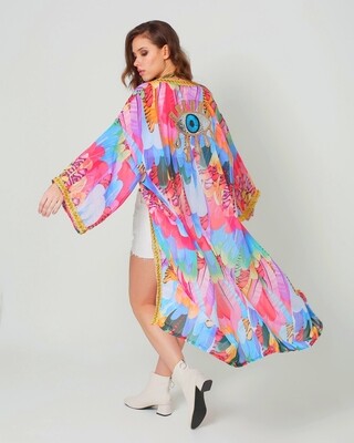 Beach Boho Kimono  - Cover up - Rave and Festival Outfit - Multicolor