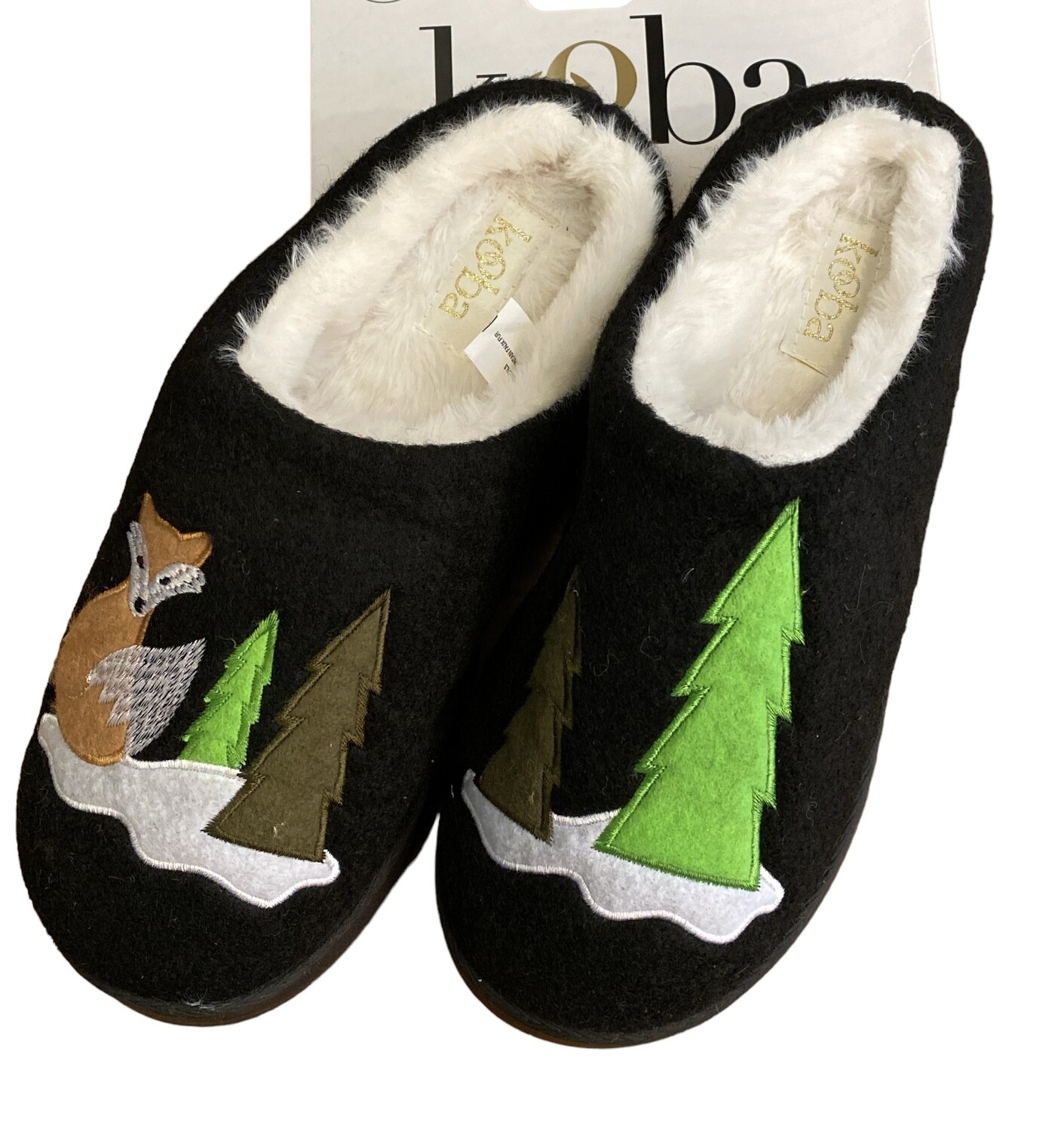 New KOOBA Foxy Forest Fur Lined Slippers sz S (5-6)
