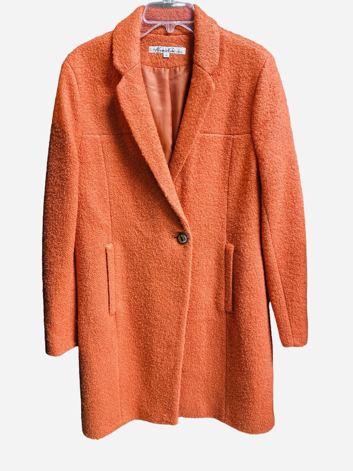NEW Kenneth Cole Boiled Wool Orange Over Coat $198