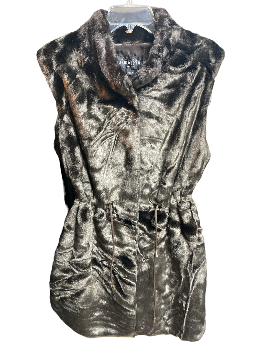 Donna Salyers Fabulous Furs Faux Fur Drawstring Vest szS