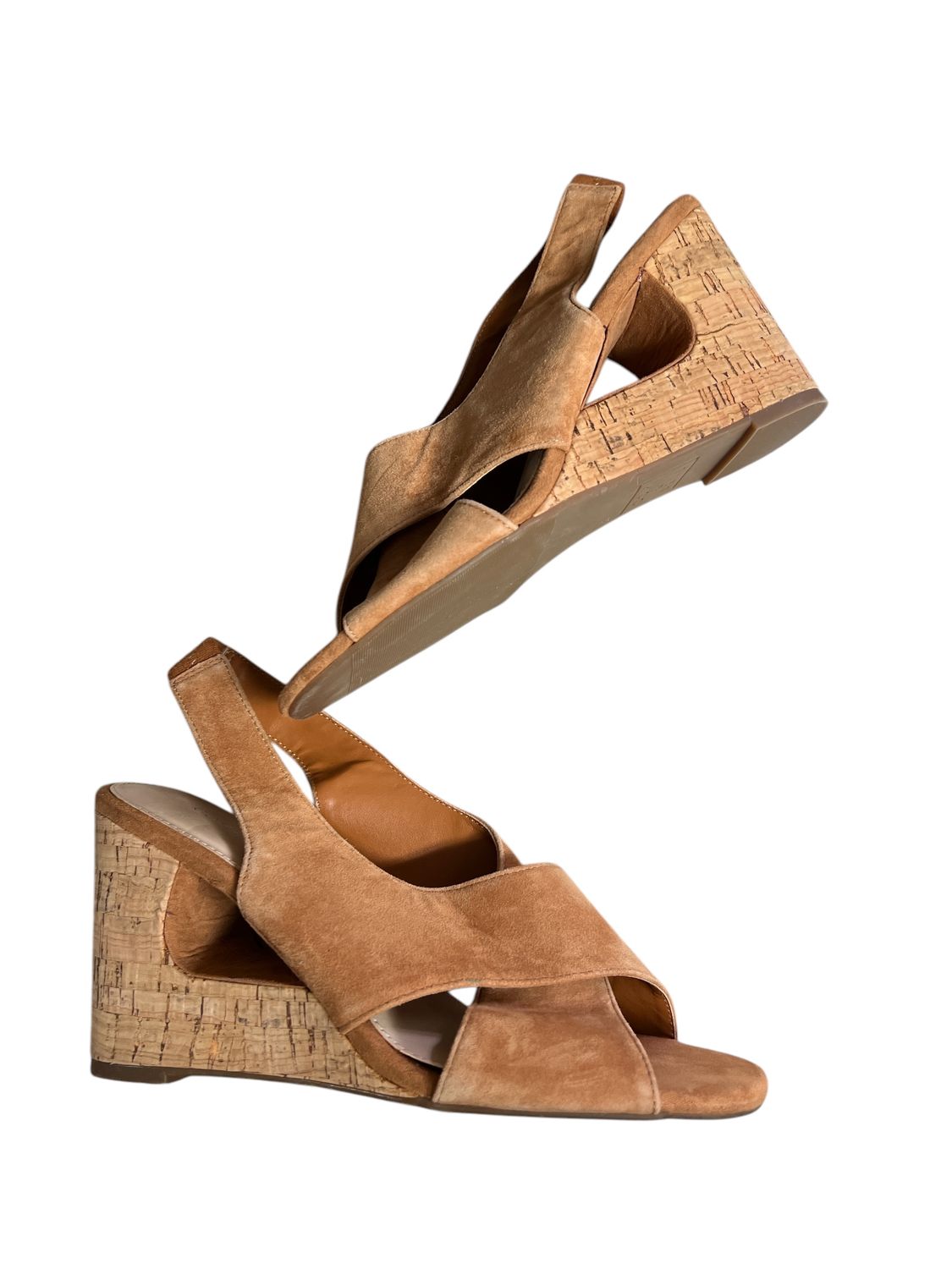 Com &amp; Sens Brown Suede Wedge Cork Shoes 8 1/2