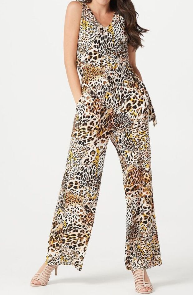 Lisa Rinnia Animal Print Jumpsuit  sz M