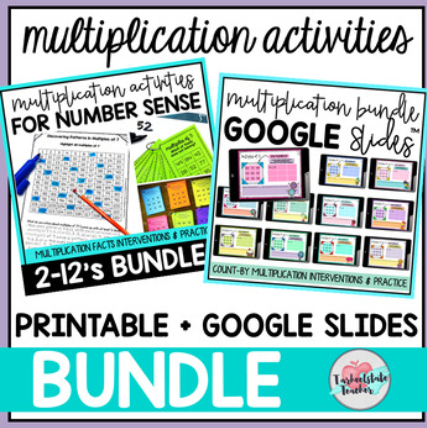 Multiplication Facts Practice Google Classroom™ and Printable Activities BUNDLE