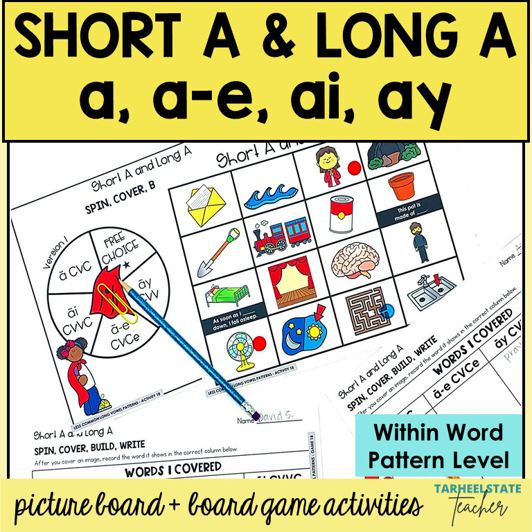 Short and Long A Vowel Games a ae ai ay Within Word Pattern Activities