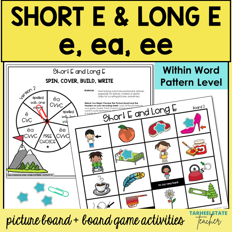 Short and Long E Vowel Games e ea ee Within Word Pattern Activities