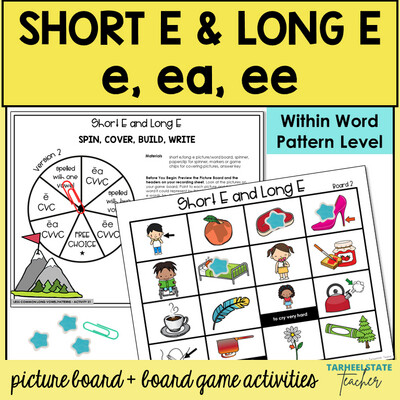 Short and Long E Vowel Games e ea ee Within Word Pattern Activities