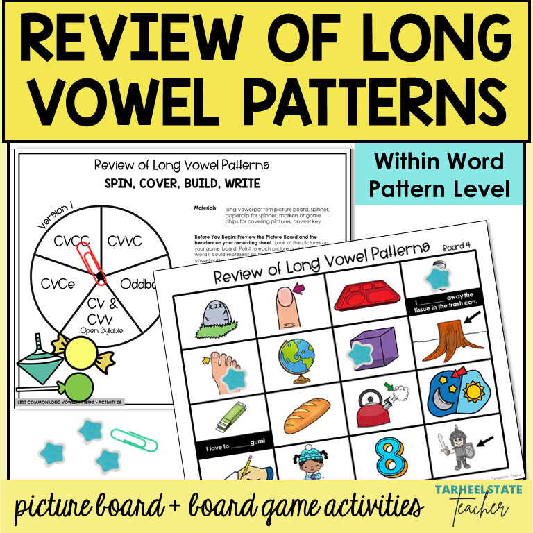 Long Vowel Pattern Review Games CVCC CVCe CV CVV Within Word Pattern Activities