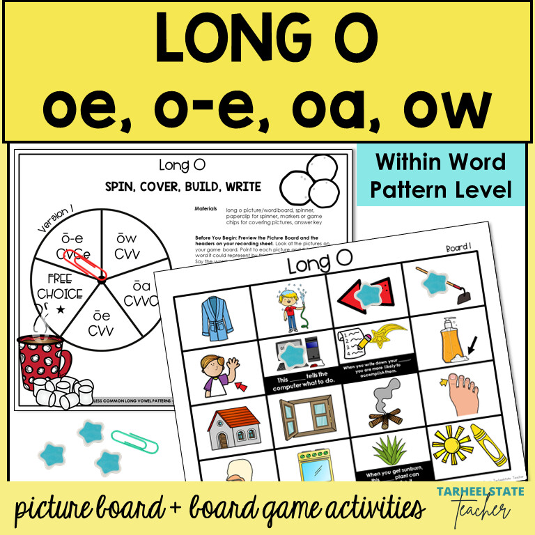 Long O Vowel Games oe, oa, ow Within Word Pattern Activities