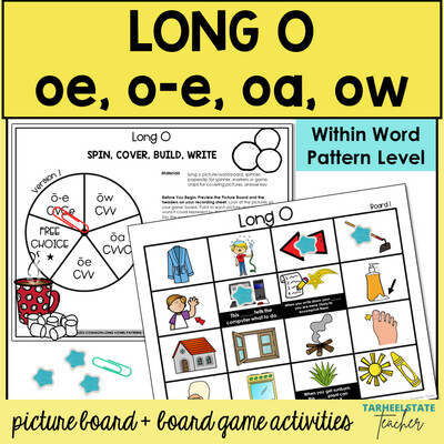 Long O Vowel Games oe, oa, ow Within Word Pattern Activities