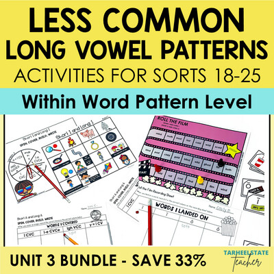 Less Common Long Vowel Patterns Bundle Within Word Pattern Activities