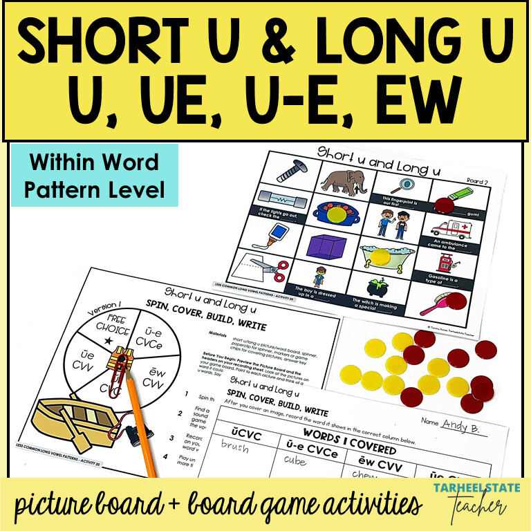 Short and Long U Vowel Games u ue ew Within Word Pattern Activities