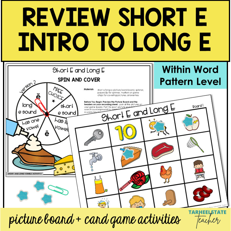 Short and Long E Vowel Sound Games Within Word Pattern Activities