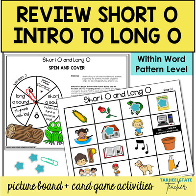 Short and Long O Vowel Sound Games Within Word Pattern Activities