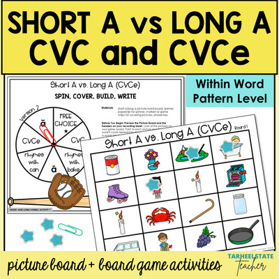 Short vs Long A Vowel Games CVC and CVCe Within Word Pattern Activities