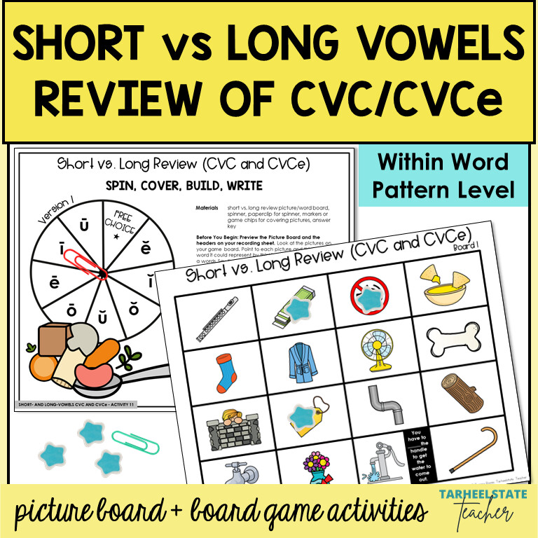 Short vs Long Vowel Games CVC and CVCe Review Within Word Pattern Activities