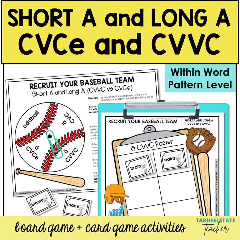 Short A and Long A Vowel Games a, a_e, ai Within Word Pattern Activities