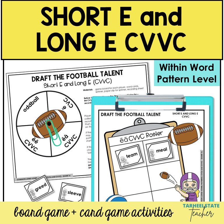 Short E and Long E Vowel Games ee and ea Within Word Pattern Activities