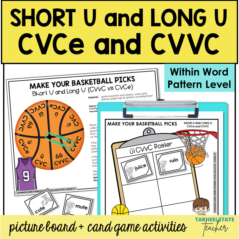 Short U and Long U Vowel Games u, u_e, ui, oo Within Word Pattern Activities