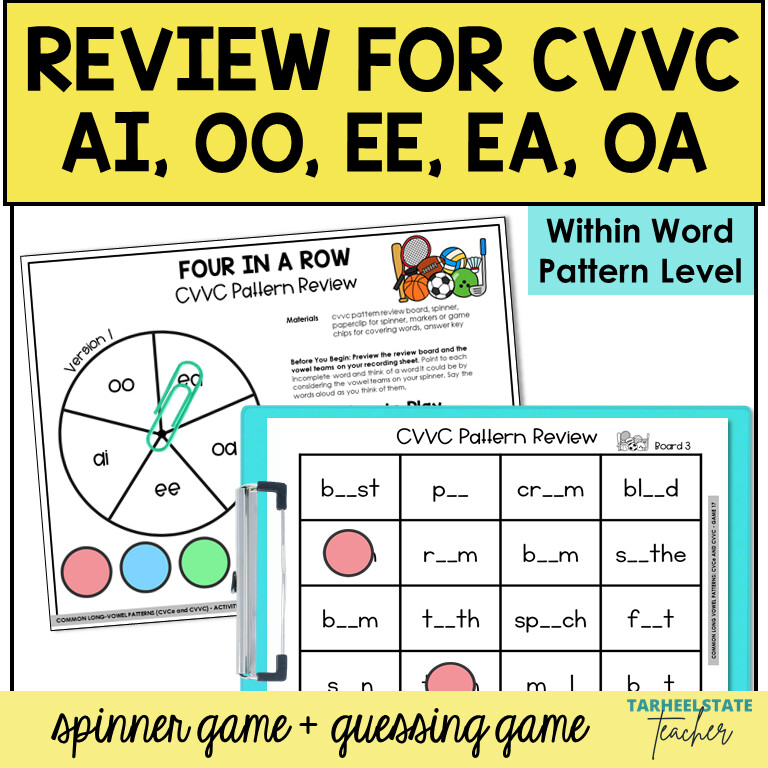 Long Vowel CVVC Pattern Review Games ai, oo, ee, ea, oa Within Word Pattern