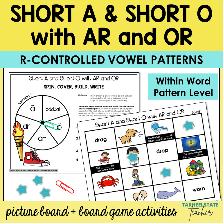 Short A Short O w AR OR R Controlled Vowel Games Within Word Pattern Activities