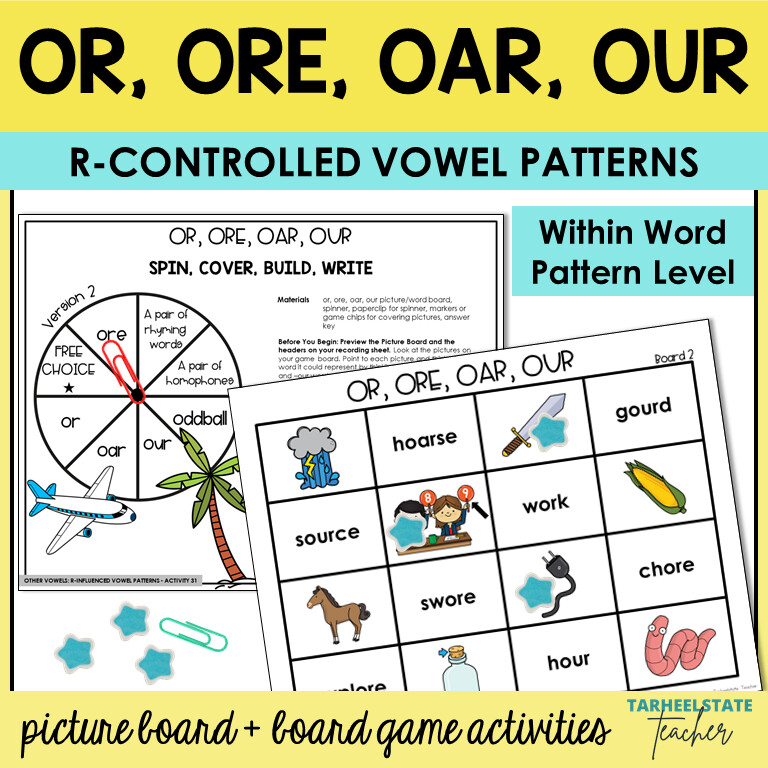 OR ORE OAR OUR R Controlled Vowel Games Within Word Pattern Activities