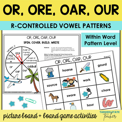 OR ORE OAR OUR R Controlled Vowel Games Within Word Pattern Activities