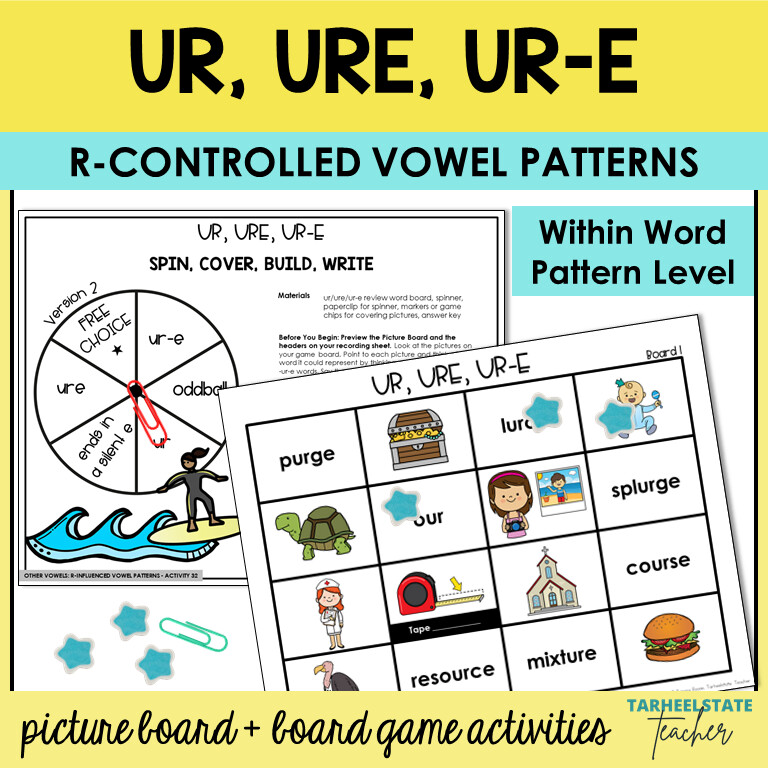 UR URE UR_E R Controlled Vowel Games Within Word Pattern Activities