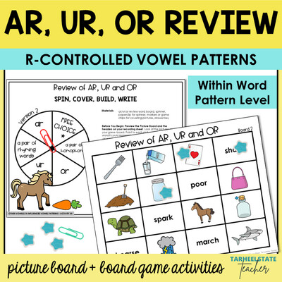AR UR OR Review of R Controlled Vowel Games Within Word Pattern Activities