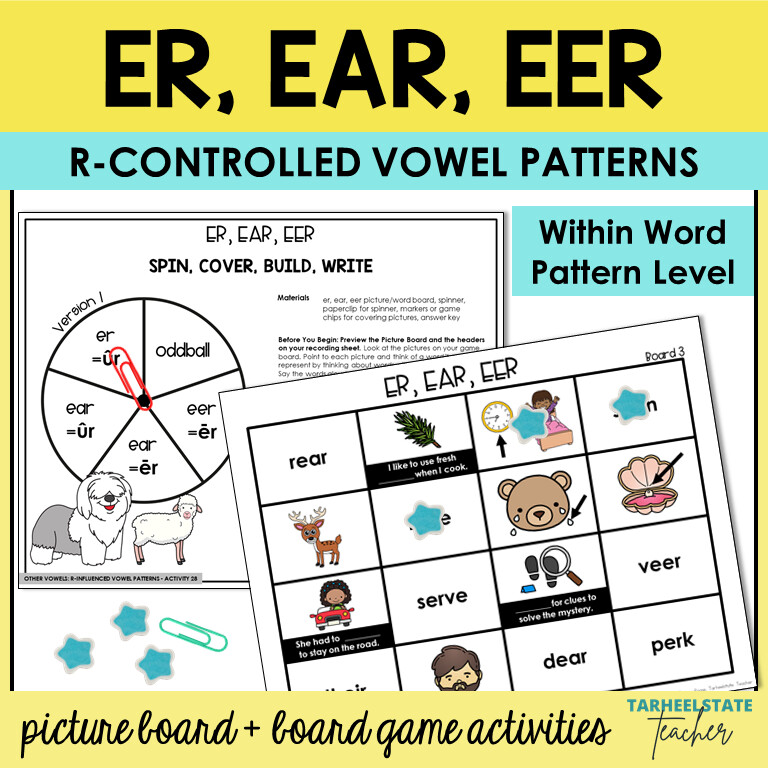 ER EAR EER R Controlled Vowel Games Within Word Pattern Activities