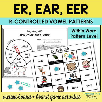 ER EAR EER R Controlled Vowel Games Within Word Pattern Activities