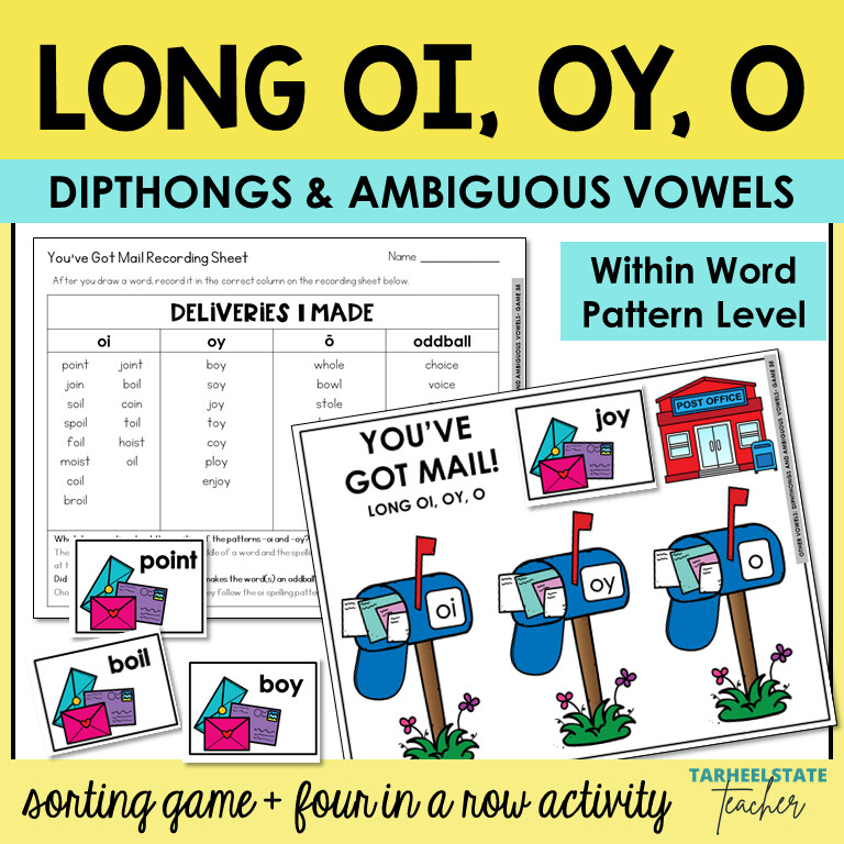 Long OI OY O Diphthongs and Ambiguous Vowel Games Within Word Pattern Activities