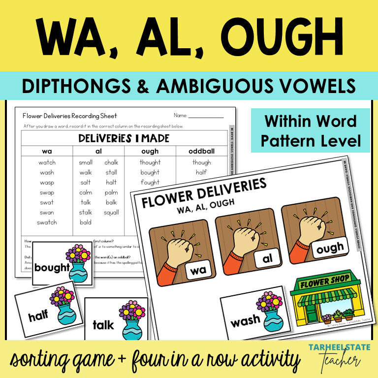 WA AL and OUGH Diphthongs Ambiguous Vowel Games - Within Word Pattern Activities