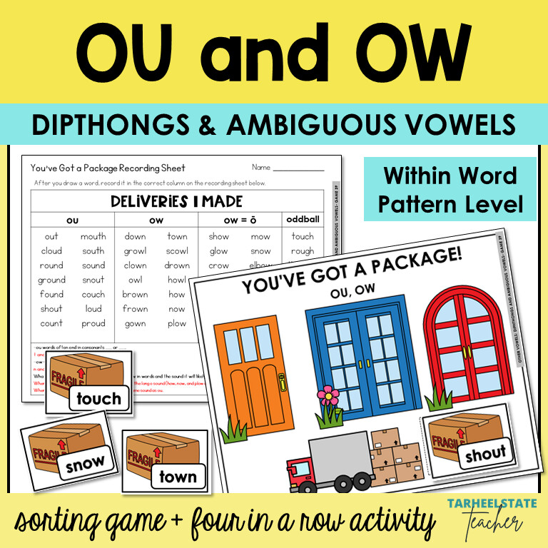 OU and OW Diphthongs and Ambiguous Vowel Games Within Word Pattern Activities